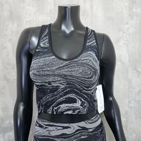 Athleta Womens XS Aurora Seamless Shine Metallic‎ Swirl Workout Set Tank & Pants - Picture 5 of 13